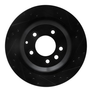Porsche Cayenne Brake Rotor (1) - Rear Right - R1 Concepts - Drilled & Slotted - Black - `05-`18